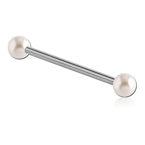 Earrings Tulsa Body Jewelry 14g Pearl Stainless Industrial Barbell
