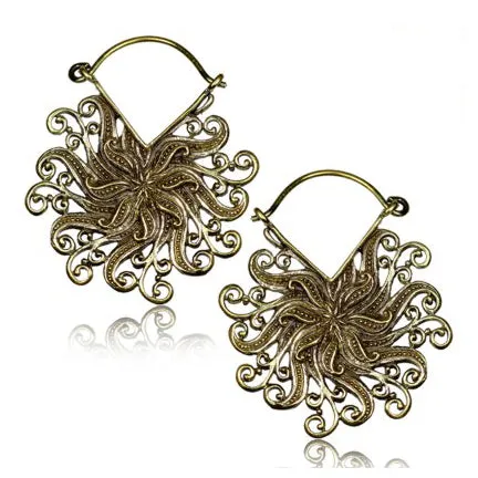 Floburst Yellow Brass Earrings Chaotic Trading Earrings
