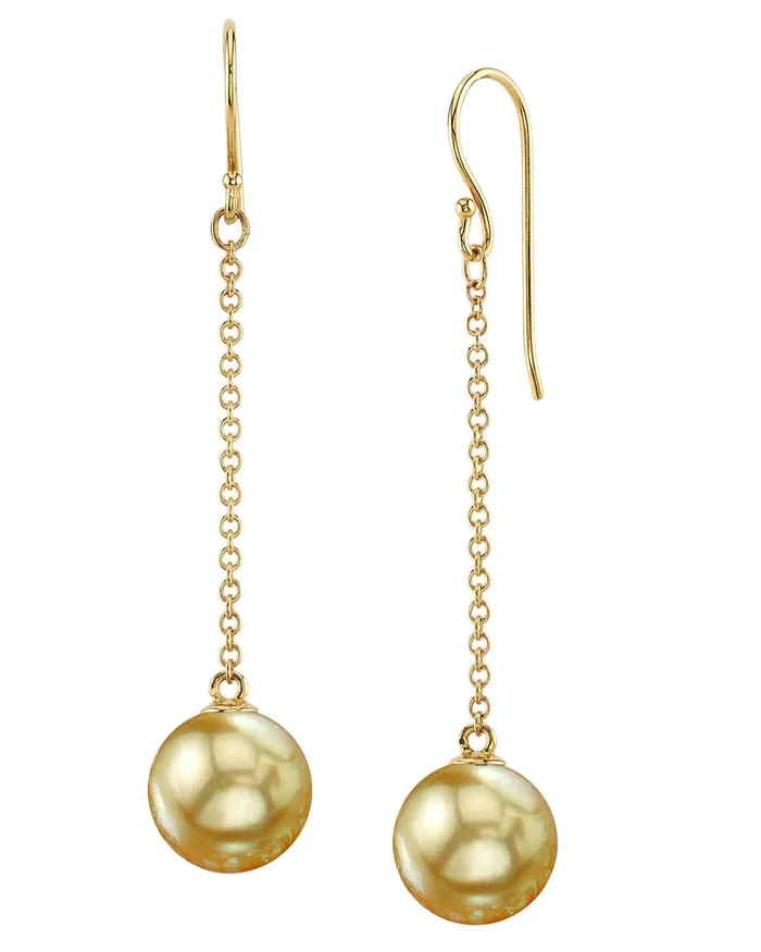 Golden South Sea Pearl Altair Dangle Earrings SPT Earrings