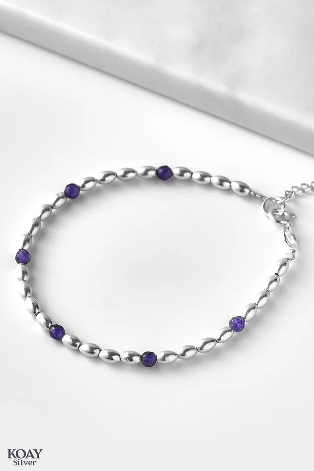 KOAY Silver Store Bracelets Purple And Oval Bracelet