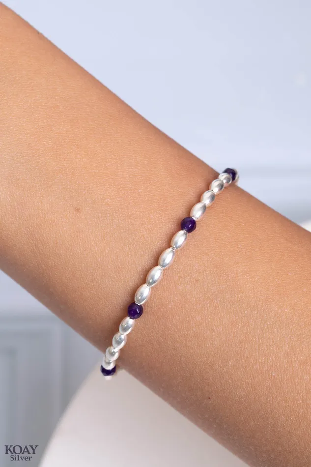 KOAY Silver Store Bracelets Purple And Oval Bracelet KOAY Silver Store Bracelets Purple And Oval Bracelet