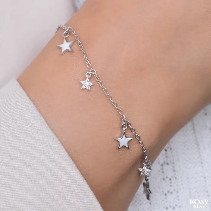 KOAY Silver Store Bracelets Zircon White Star Bracelet