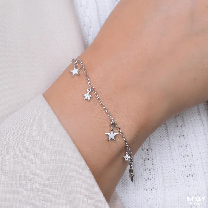 KOAY Silver Store Bracelets Zircon White Star Bracelet