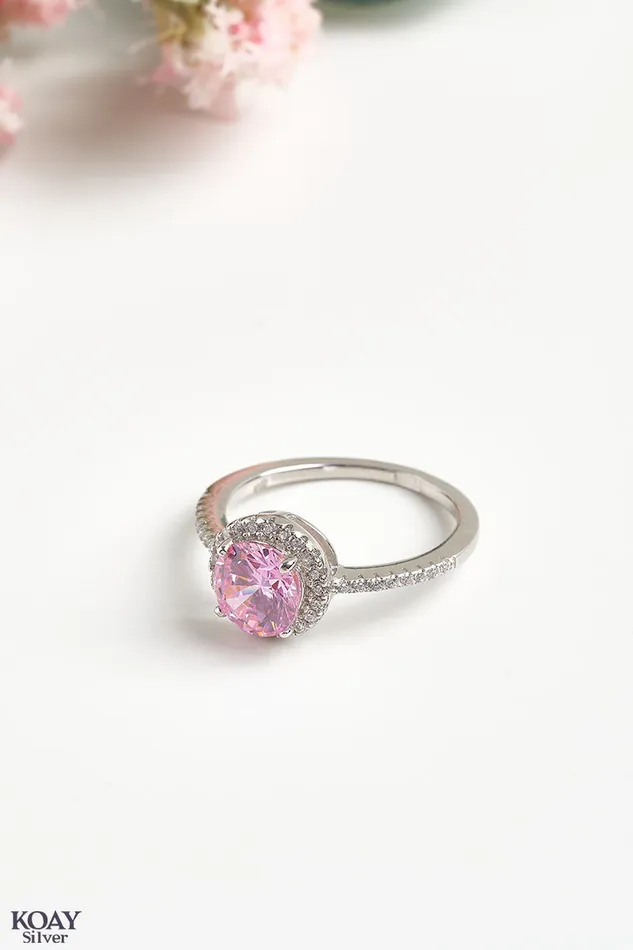 KOAY Silver Store Rings Zircon Ring 064Rose