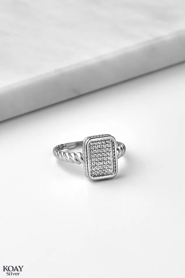 KOAY Silver Store Rings Zircon Ring 075Rectangle