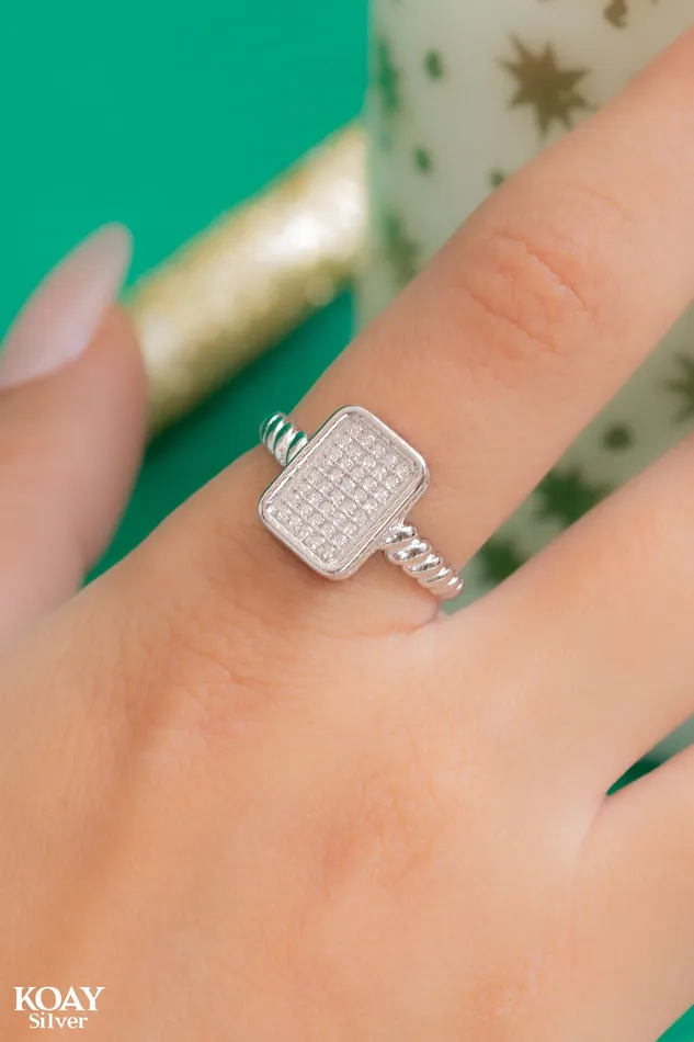 KOAY Silver Store Rings Zircon Ring 075Rectangle