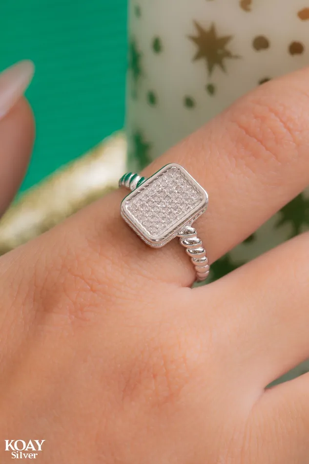 KOAY Silver Store Rings Zircon Ring 075Rectangle