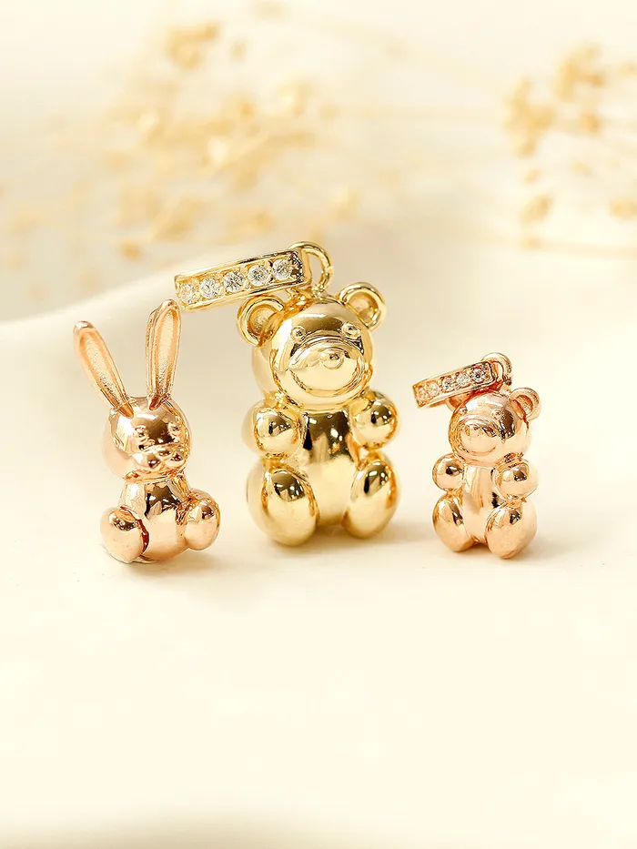 MinimalBijoux 14K 18K Gold Rabbit Bear Necklace Pendant Necklaces