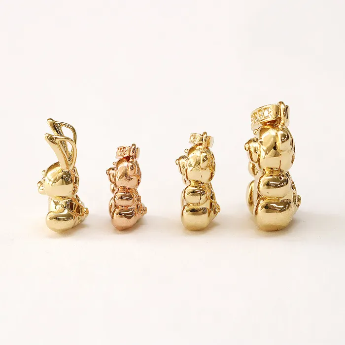 MinimalBijoux 14K 18K Gold Rabbit Bear Necklace Pendant Necklaces
