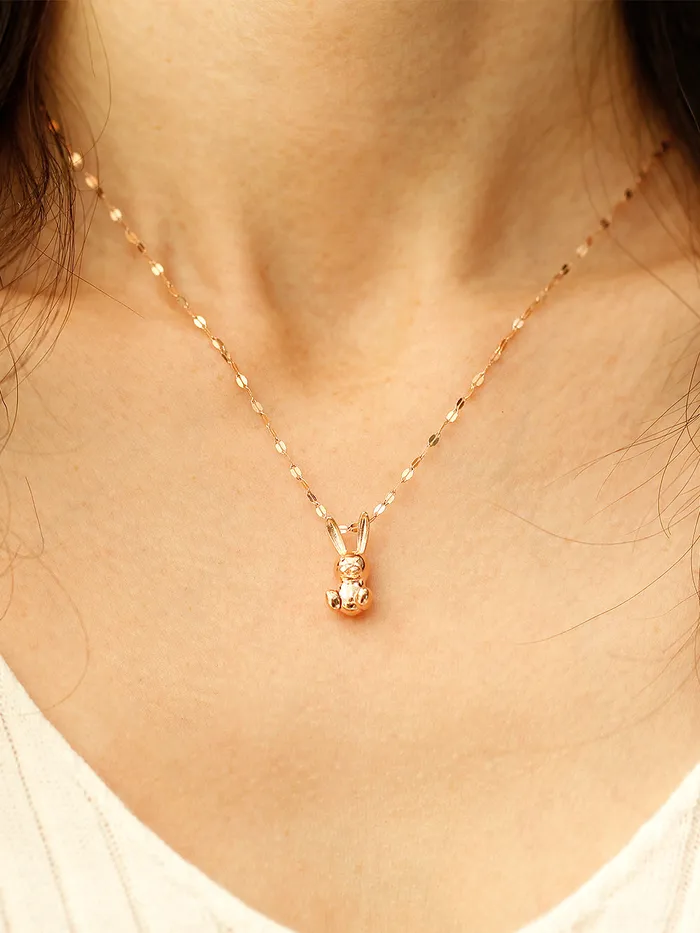 MinimalBijoux 14K 18K Gold Rabbit Bear Necklace Pendant Necklaces