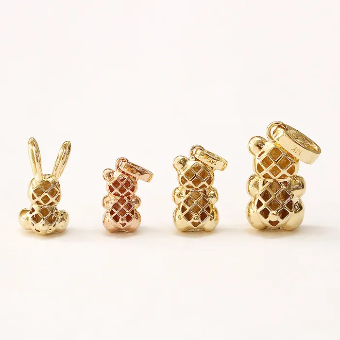 MinimalBijoux 14K 18K Gold Rabbit Bear Necklace Pendant Necklaces