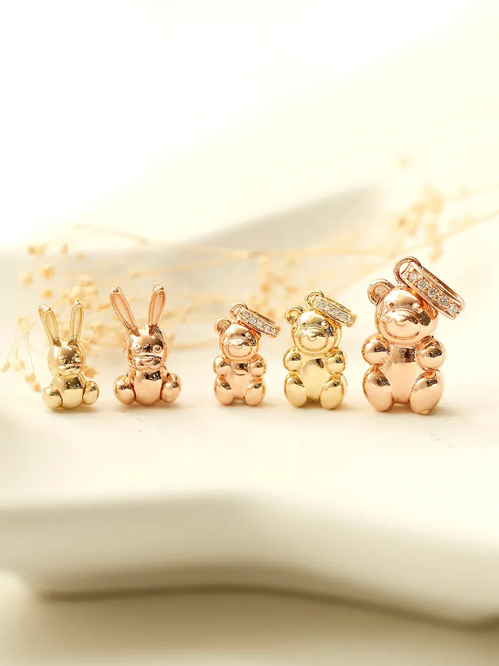 MinimalBijoux 14K 18K Gold Rabbit Bear Necklace Pendant Necklaces