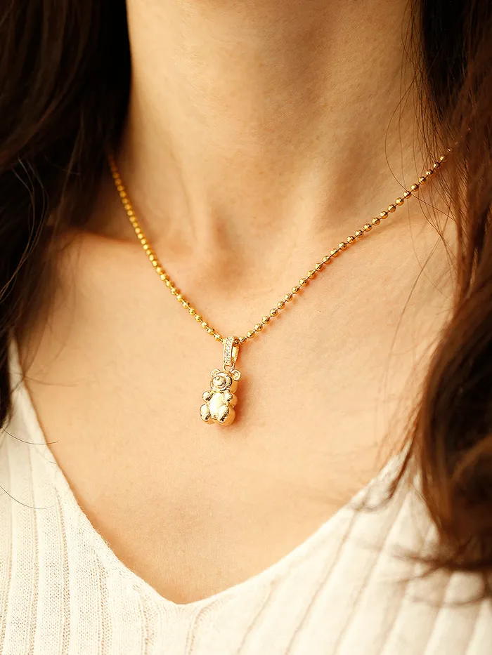MinimalBijoux 14K 18K Gold Rabbit Bear Necklace Pendant Necklaces
