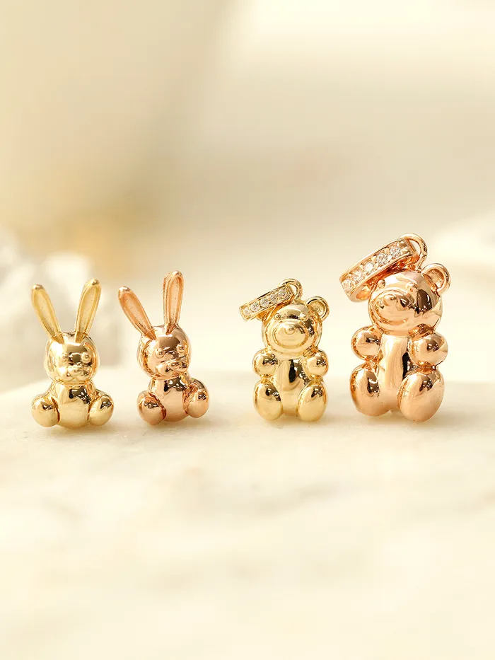 MinimalBijoux 14K 18K Gold Rabbit Bear Necklace Pendant Necklaces