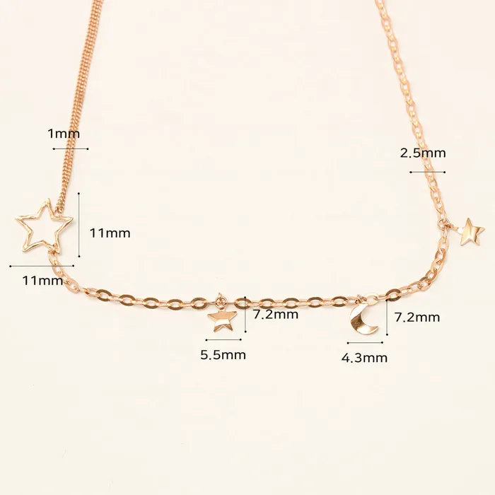 MinimalBijoux 14K 18K Point Stat and Crescent Chain Anklet Necklaces