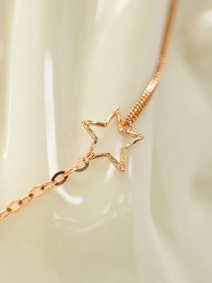 MinimalBijoux 14K 18K Point Stat and Crescent Chain Anklet Necklaces