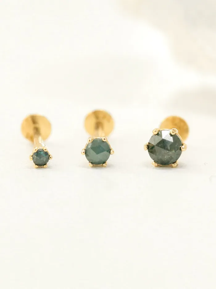 MinimalBijoux 14K Gold Rough Diamond Labret Piercing 2mm 3mm 4mm 18G16G PreStyled Sets