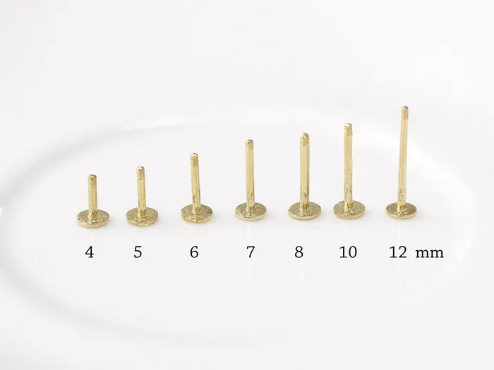 MinimalBijoux 14K Gold Rough Diamond Labret Piercing 2mm 3mm 4mm 18G16G PreStyled Sets
