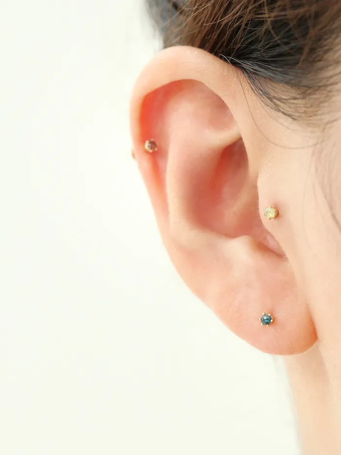 MinimalBijoux 14K Gold Rough Diamond Labret Piercing 2mm 3mm 4mm 18G16G PreStyled Sets