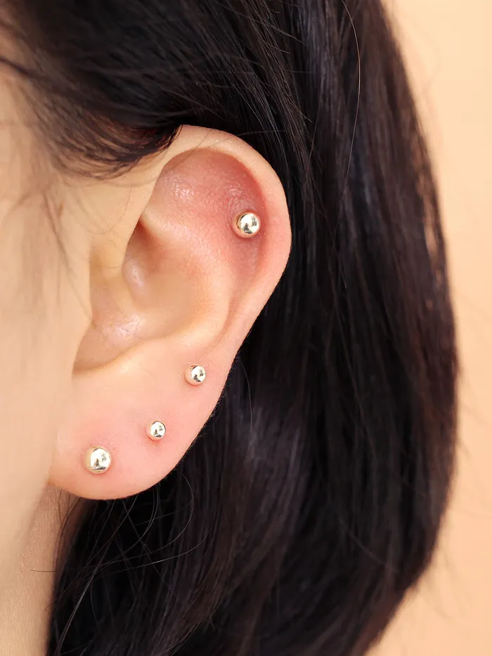 MinimalBijoux 925 Silver 3mm 4mm BALL externally threaded Labret piercing 20g Rings