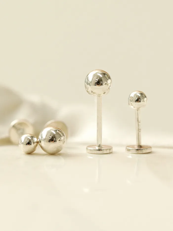 MinimalBijoux 925 Silver 3mm 4mm BALL externally threaded Labret piercing 20g Rings