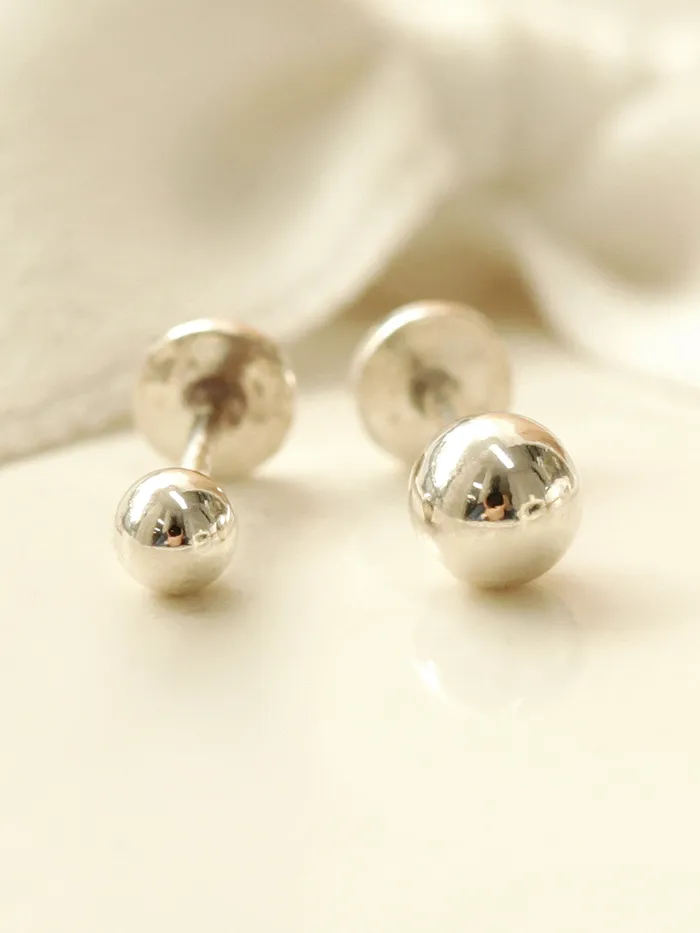 MinimalBijoux 925 Silver 3mm 4mm BALL externally threaded Labret piercing 20g Rings