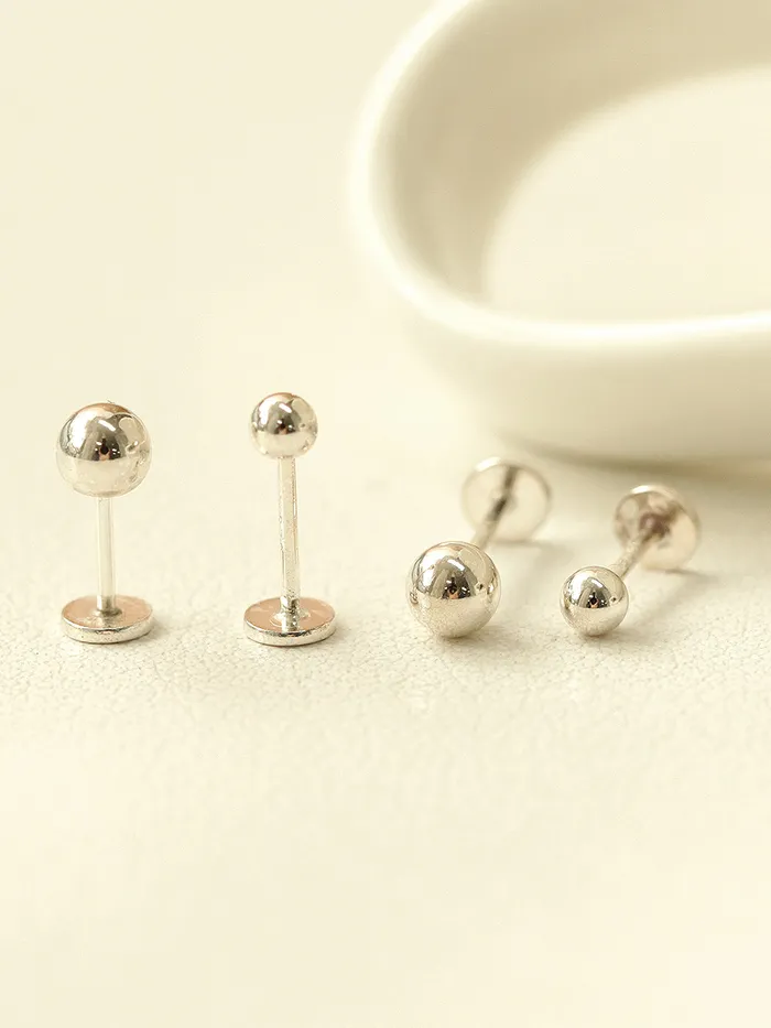 MinimalBijoux 925 Silver 3mm 4mm BALL externally threaded Labret piercing 20g Rings