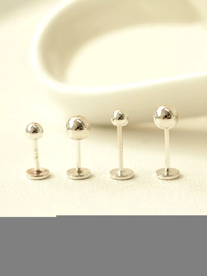 MinimalBijoux 925 Silver 3mm 4mm BALL externally threaded Labret piercing 20g Rings