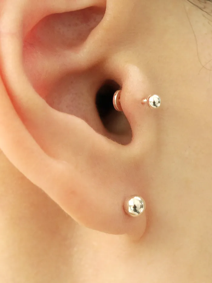 MinimalBijoux 925 Silver 3mm 4mm BALL externally threaded Labret piercing 20g Rings