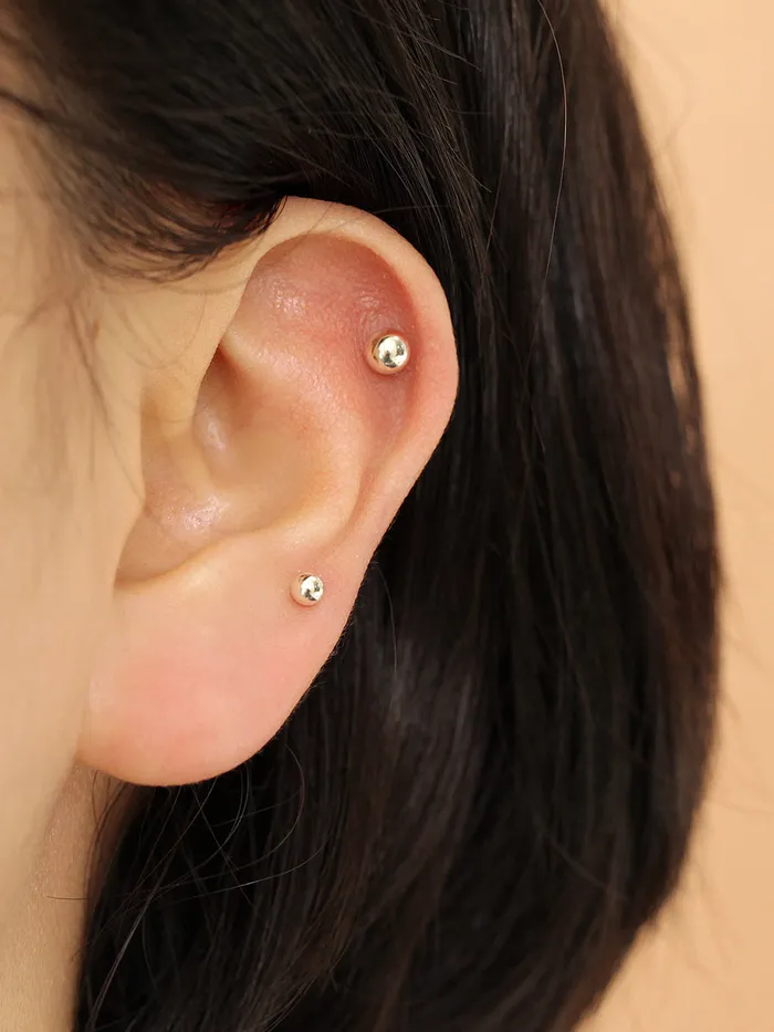MinimalBijoux 925 Silver 3mm 4mm BALL externally threaded Labret piercing 20g Rings