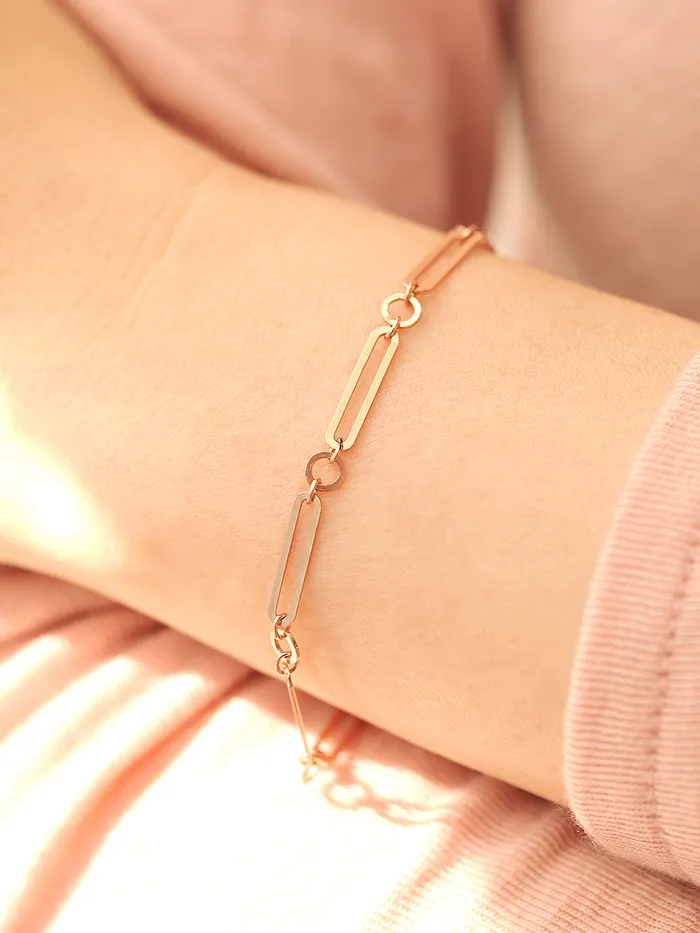 MinimalBijoux Bracelets 14K 18K Gold Round Square Circle Chain Bracelet