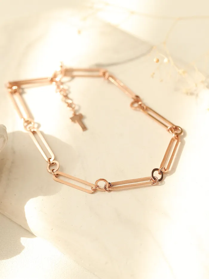 MinimalBijoux Bracelets 14K 18K Gold Round Square Circle Chain Bracelet