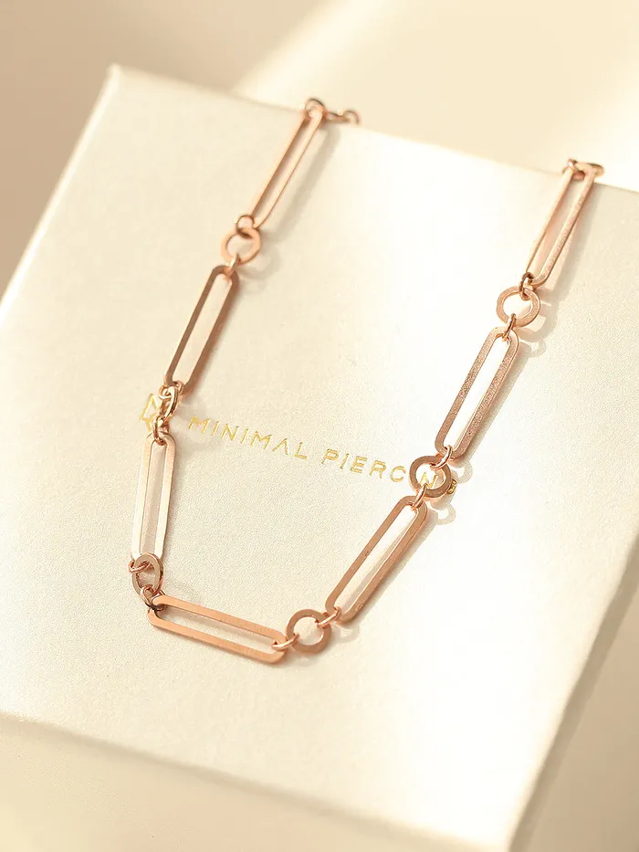 MinimalBijoux Bracelets 14K 18K Gold Round Square Circle Chain Bracelet
