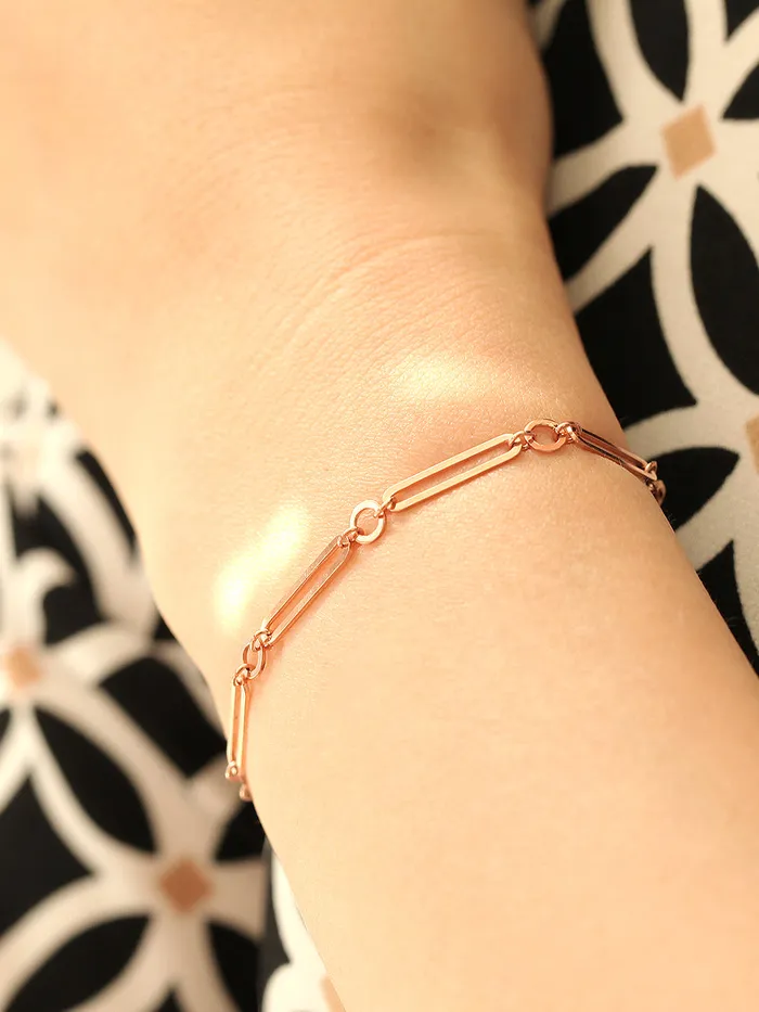 MinimalBijoux Bracelets 14K 18K Gold Round Square Circle Chain Bracelet