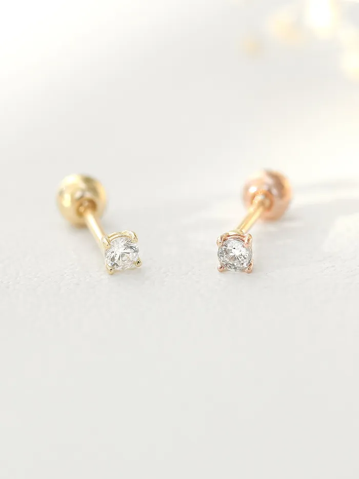 MinimalBijoux Earrings 14K Gold 2mm Cubic Cartilage Earring 20g