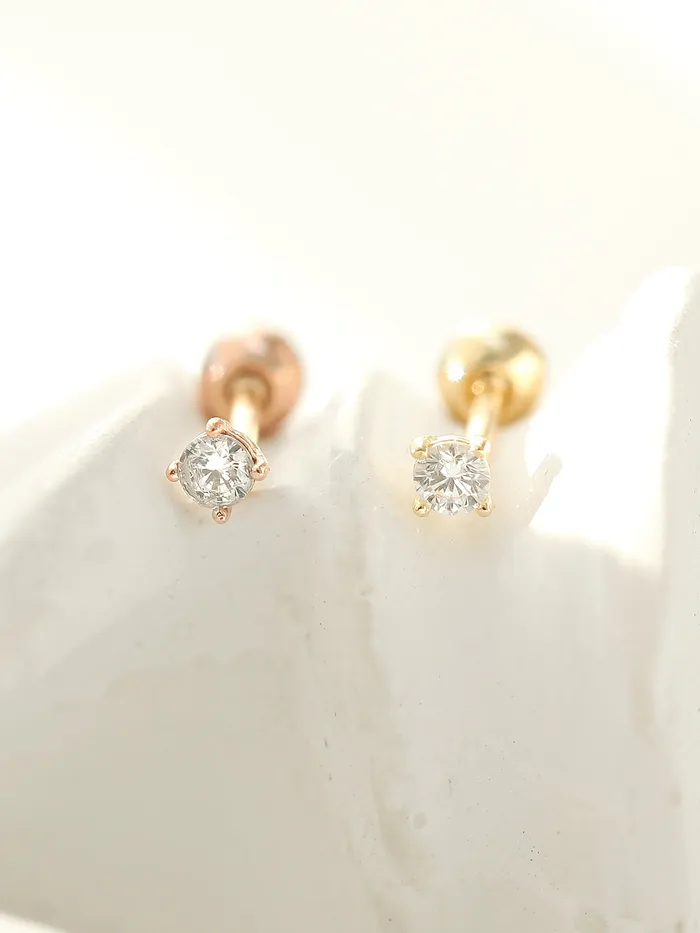 MinimalBijoux Earrings 14K Gold 2mm Cubic Cartilage Earring 20g