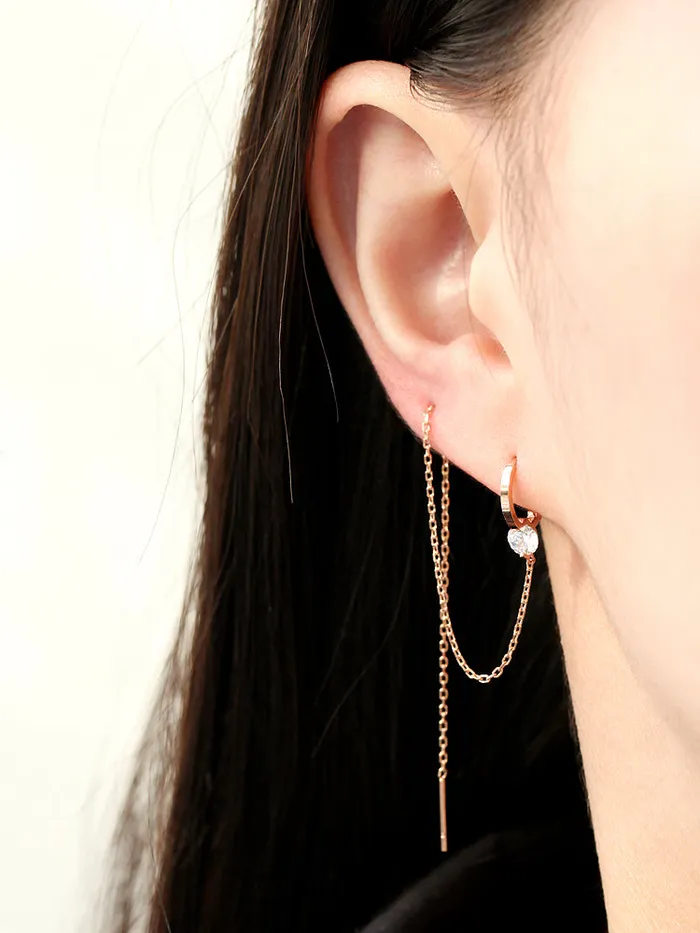 MinimalBijoux Earrings 14K Gold Cubic Long Hoop Earring