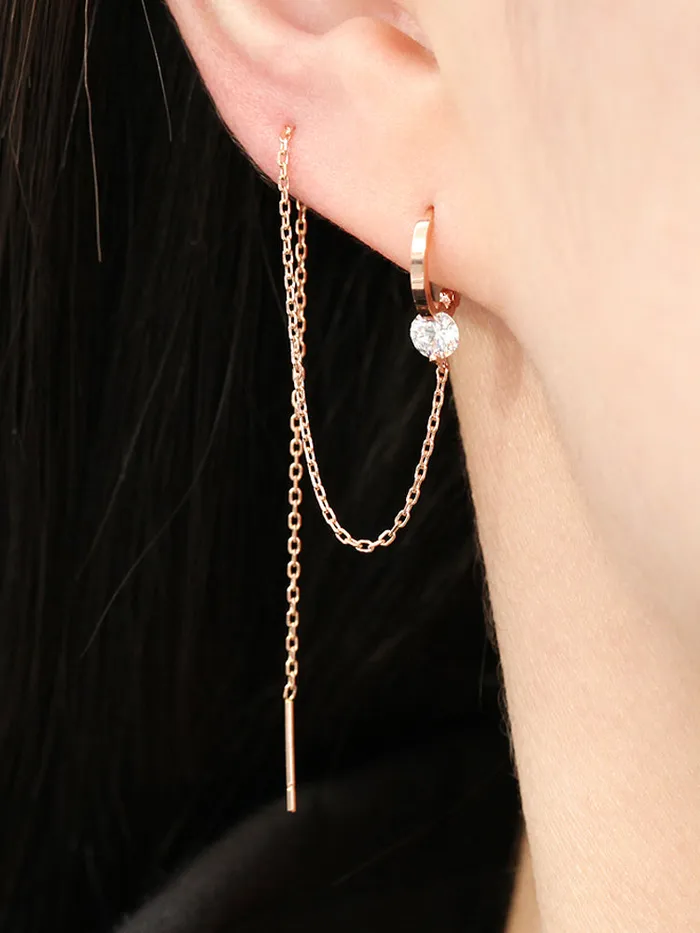 MinimalBijoux Earrings 14K Gold Cubic Long Hoop Earring