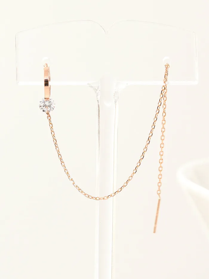 MinimalBijoux Earrings 14K Gold Cubic Long Hoop Earring