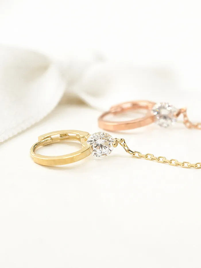 MinimalBijoux Earrings 14K Gold Cubic Long Hoop Earring