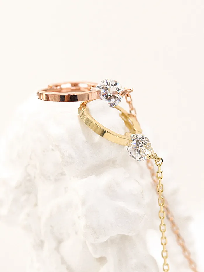 MinimalBijoux Earrings 14K Gold Cubic Long Hoop Earring