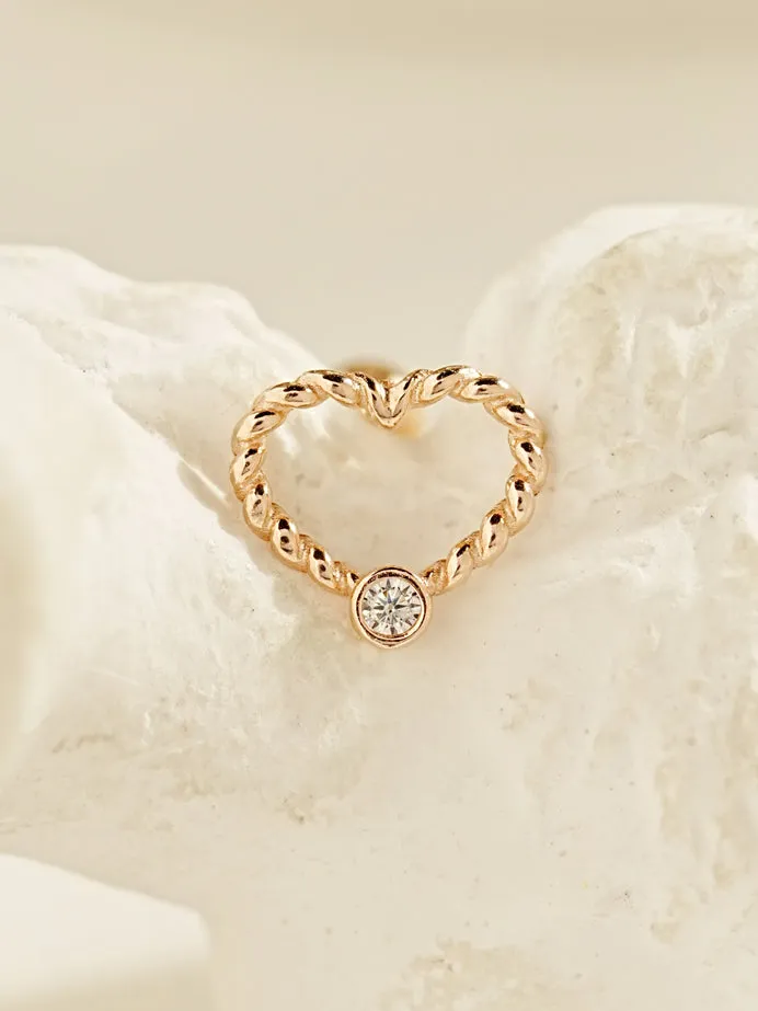 MinimalBijoux Earrings 14K Gold Cubic Pretzel Heart Cartilage Earring 20G