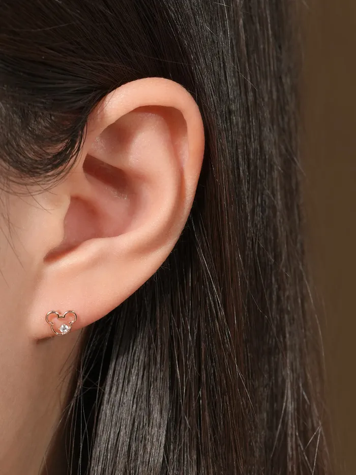 MinimalBijoux Earrings 14K Gold Lovely Mouse Cartilage Earring 20G