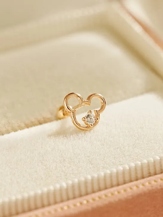 MinimalBijoux Earrings 14K Gold Lovely Mouse Cartilage Earring 20G