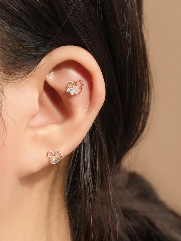 MinimalBijoux Earrings 14K Gold Lovely Mouse Cartilage Earring 20G