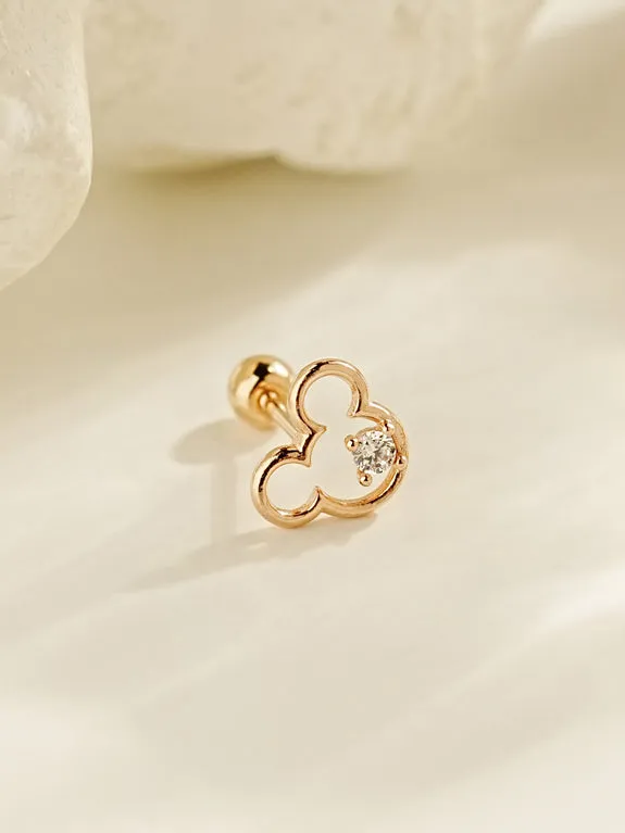 MinimalBijoux Earrings 14K Gold Lovely Mouse Cartilage Earring 20G