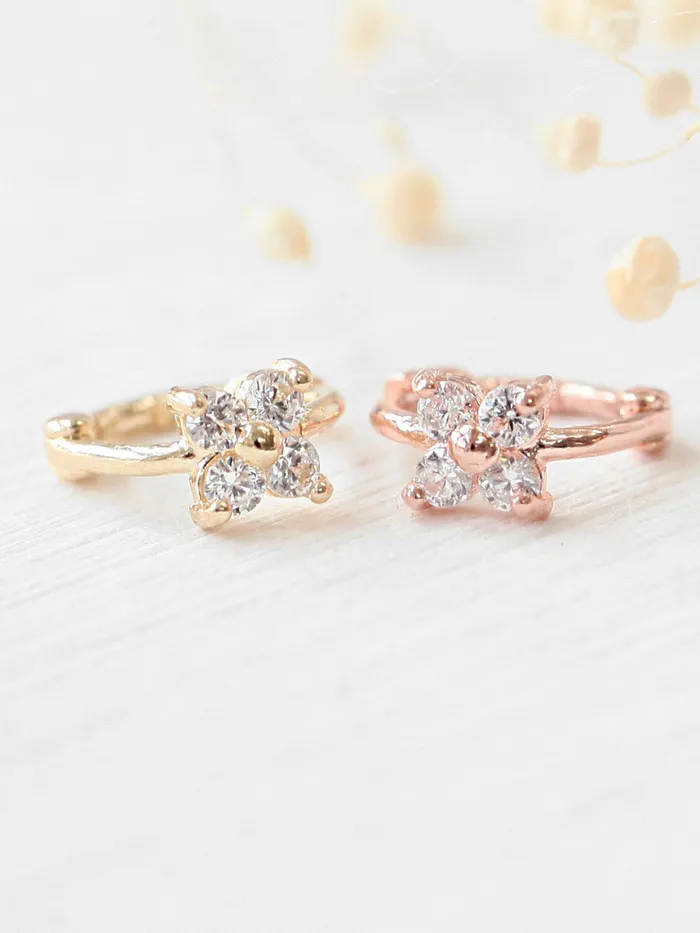 MinimalBijoux Earrings 14K Gold Mini Flower Cubic Hoop Earring