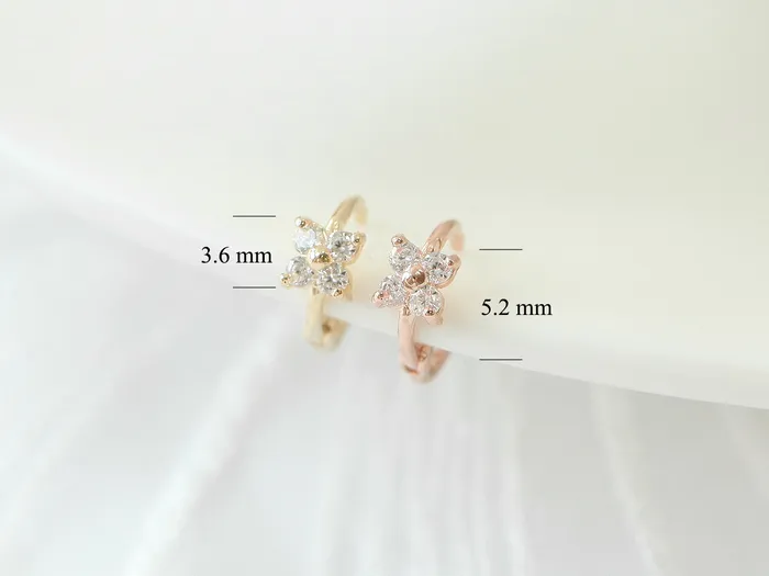 MinimalBijoux Earrings 14K Gold Mini Flower Cubic Hoop Earring