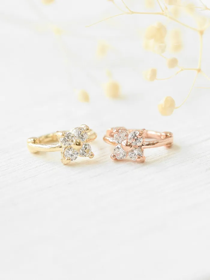 MinimalBijoux Earrings 14K Gold Mini Flower Cubic Hoop Earring