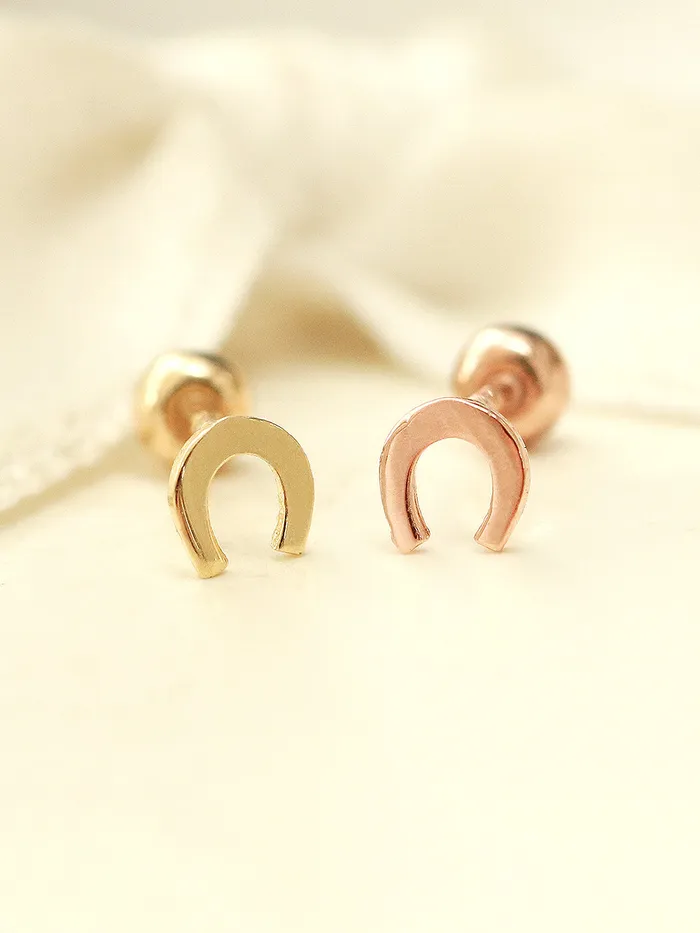 MinimalBijoux Earrings 14K gold Mini horseshoe cartilage earring 20g
